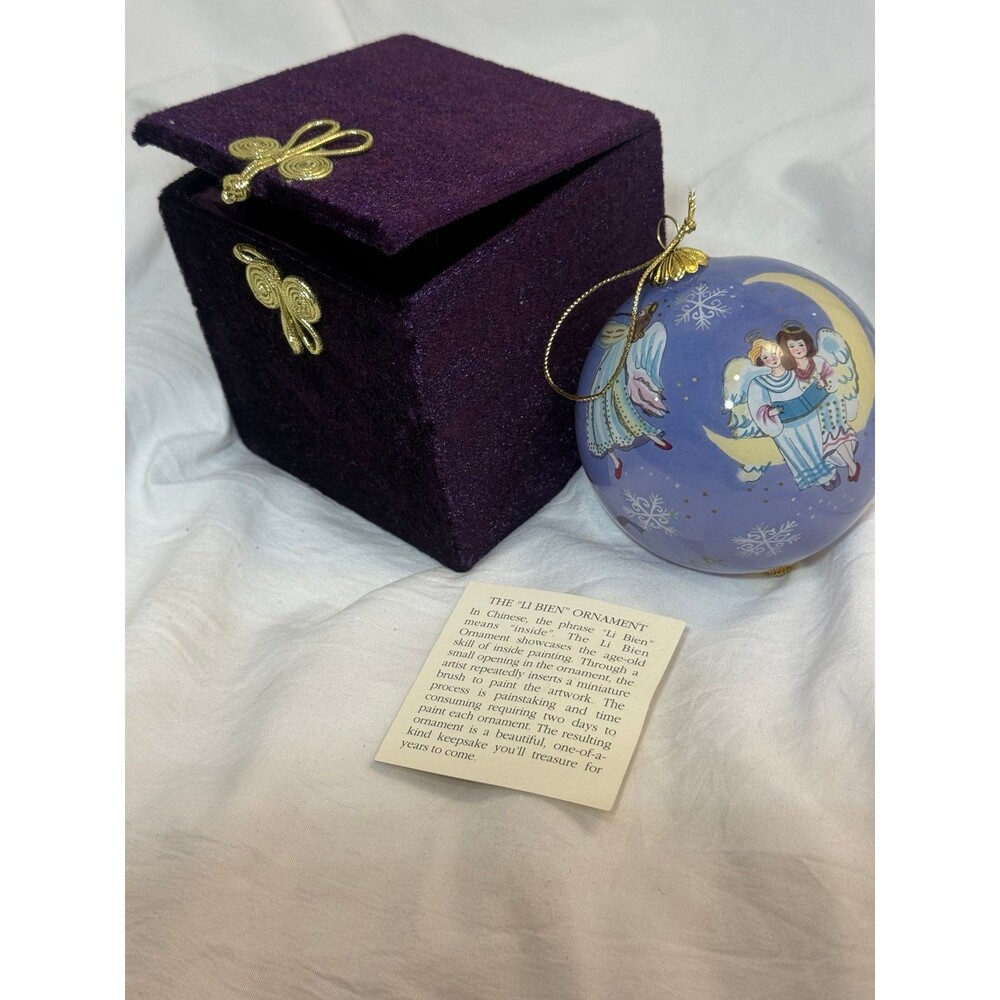 Li Bien Ornament Inside Painted Angels Moon Christmas Keepsake